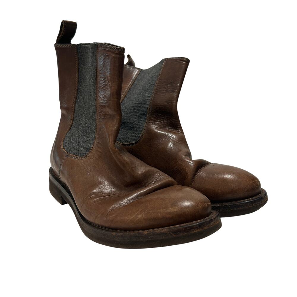 Brunello Cucinelli Leather Chelsea Boots Brown Size 39